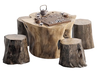 New Chinese root carving tea sea root carving tea table root carving tea table and chair 3d model