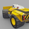 Yellow Utility Vehicle With Large Tires And Loader Bucket 3d model
