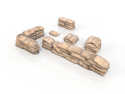Stacked Sandbags Used In Tactical Fortification And Military Defense Structures 3d model