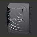 Sleek Silver Compact Desktop PC With Circular Transparent Panel And Control Interface