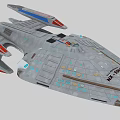 Science Fiction Spaceship With Gray Body Blue And Red Details NX-0002