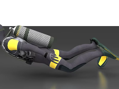 Male Diver Frogman Lifeguard Diving Suit Diving Goggles Special Forces Diving Equipment Rescue Suit Oxygen Cylinder 3d model