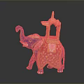 Colorful Decorative Elephant Sculpture With Intricate Howdah And Painted Patterns