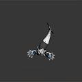 Game and Movie Character Mythical Creature White Black Fur Blue Glowing Horns Feather Wings Design