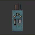 Blue Industrial Electrical Control Panel With Colorful Tubes Meters Buttons And Indicator Lights