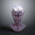 3D Game Character Model Featuring White Spiky Hair Purple Skin Pointed Ears And Forehead Mark