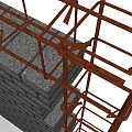 Building Exterior Wall Construction Underway With Scaffolding And Layered Brick Structure 3d model