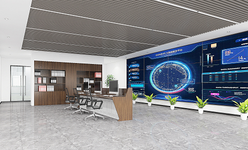 modern monitoring room 3d model