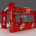 Red Cocoa Flavor Booth With Lanterns And Cartoon Characters Chinese Signboard