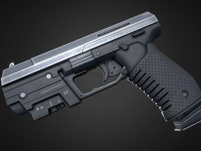 Modern Semi Automatic Pistol With Metal Slide Black Textured Grip And Trigger 3d model