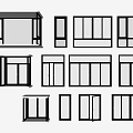 Various Modern Window Designs Featuring Black Frames And Glass Panels 3d model