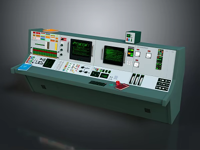 Advanced Industrial Control Console With Dual Screens Control Panel Buttons And Indicators 3d model