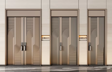 Modern double door copper door entrance door villa door metal door 3d model