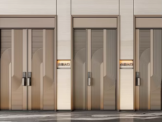 Modern double door copper door entrance door villa door metal door 3d model