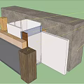Architectural Components Section With Concrete Wall Wooden Frame And Panel Details 3d model