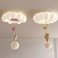 Cloud Shaped Ceiling Lights with Star Moon Rabbit Bear Moon Ball Decor for Kids Room