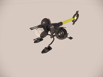 Black And Yellow Mechanical Device With Arm Tool And Component Structure 3d model