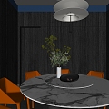 Dark blue orange dining box 3d model