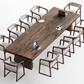 Solid Wood Conference Table With Modern Minimalist Chairs Laptops And Documents In Office Meeting Space
