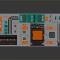 Modern Computer Motherboard With Green Orange Components Slots And Technical Ports 3d model