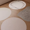 Modern Round Rugs with White Beige and Black Line Pattern on Wooden Floor