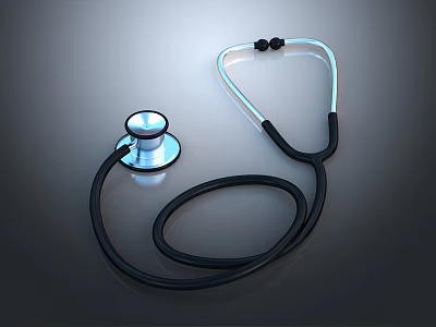 Professional Medical Stethoscope with Metallic Chest Piece and Black Tubing for Healthcare Use 3d model