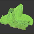 Ancient Stone Ruins Model With Archway Structure And Grass Covered Base