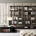 Modern bookshelf coffee table combination 3d model