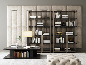 Modern bookshelf coffee table combination 3d model