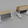 Foldable Conference Tables With Wooden Top Metal Frame And Rolling Wheels