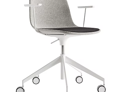 Modern Gray Fabric Office Chair With Armrests Metal Base And Swivel Wheels 3d model