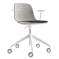 Modern Gray Fabric Office Chair With Armrests Metal Base And Swivel Wheels