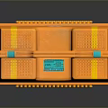 Orange Home First Aid Kit with Red Cross Symbol Yellow Straps and Green Buttons