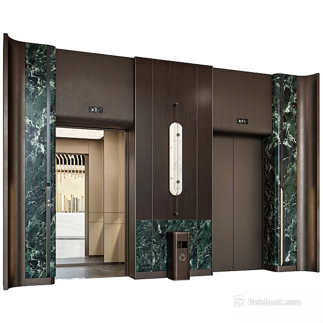 Elegant Modern Staircase Design With Marble Steps And Metal Handrail Interior 3d model 