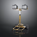 Portable Industrial Lighting Fixture Set With Twin Heads And Wheel Base