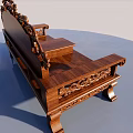 Chinese Style Wooden Sofa Bench With Intricate Carvings And Traditional Design