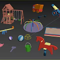 Outdoor Kids Playground Equipment with Swings Slide Seesaw Sandbox Rocking Horse Balls