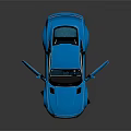 Blue Sports Car Model With Open Doors Yellow Wheels And Brown Interior