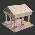 Ancient Style Architectural Model Featuring Columns Steps and Stone Roof Design 3d model