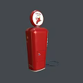 Vintage Helleson Gas Pump With Red White Design And Circular Top Sign