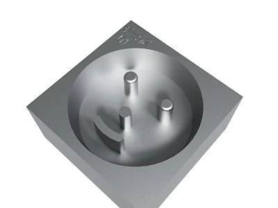 Metal Square Base With Circular Groove Cylindrical Protrusions And Curved Component 3d model