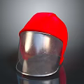 Red Fabric Protective Hat With Transparent Face Shield For Safety And Style