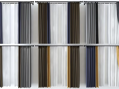 Stylish Curtains with Various Colors and Modern Designs for Home Window Decor 3d model