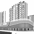Modern Commercial Complex With High Rise Buildings And Glass Facade Design
