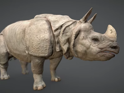 Rhinoceros Game Movie Character Realistic 3D Model With Detailed Skin And Horn 3d model