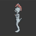 Cartoon Dog 3D Model With Blue Body Red Pink Headdress Necklace And Open Arms