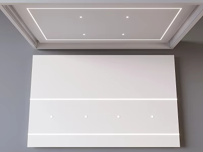 Modern White Ceiling Design With Recessed Spotlights And LED Strip Lights 3d model