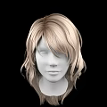 Natural Looking Head Model With Long Blonde Wavy Hair Wig
