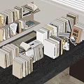 Book combination books solid wood bookshelf sunglasses 3d model
