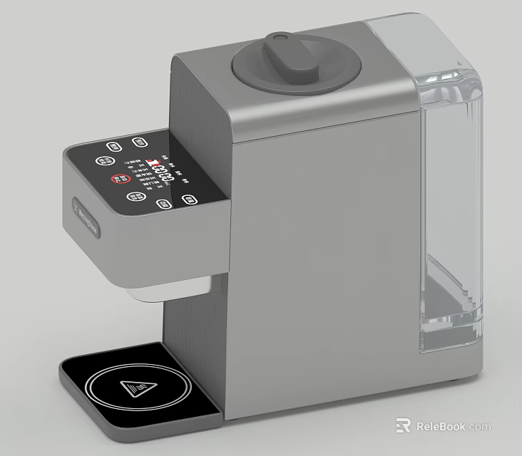 Modern Household Electrical Appliance With Gray Body Control Panel And Transparent Water Tank 3d model 